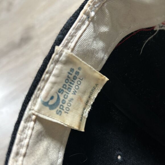 Vintage Sports Specialties Detroit Red Wings Hat Fitted Size 7 NHL Black Wool - Picture 4 of 9